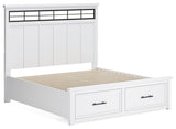 Ashbryn White/Natural King Panel Storage Bedroom Set with Dresser, Mirror and Nightstand - Ornate Home
