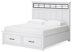 Ashbryn White/Natural King Panel Storage Bedroom Set with Dresser, Mirror and Nightstand - Ornate Home