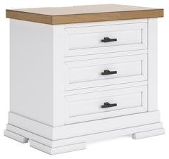 Ashbryn White/Natural King Panel Storage Bedroom Set with Dresser, Mirror and Nightstand - Ornate Home