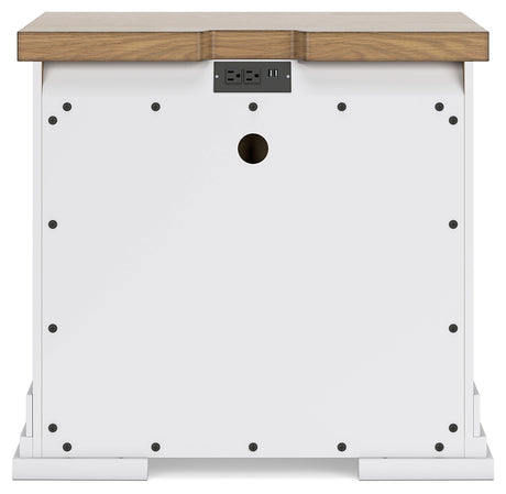 Ashbryn White/Natural King Panel Storage Bedroom Set with Dresser, Mirror and Nightstand - Ornate Home