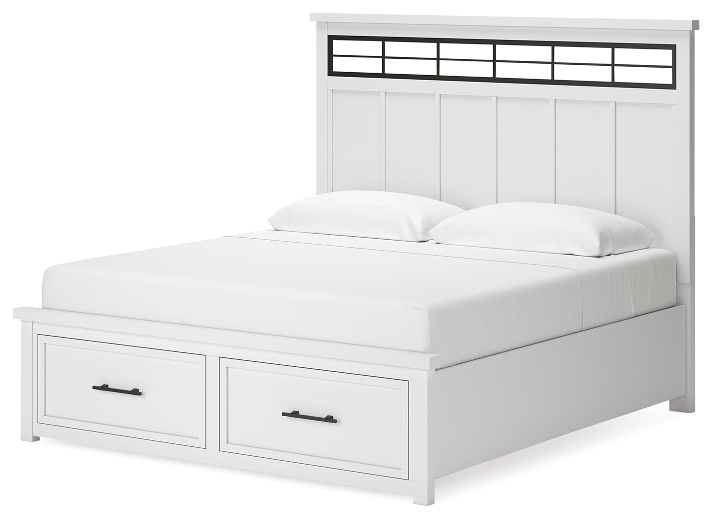 Ashbryn White/Natural King Panel Storage Bedroom Set with Dresser and Mirror (Online Special Price) - Ornate Home