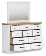 Ashbryn White/Natural King Panel Storage Bedroom Set with Dresser and Mirror (Online Special Price) - Ornate Home