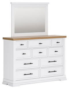 Ashbryn White/Natural King Panel Storage Bedroom Set with Dresser and Mirror - Ornate Home
