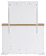 Ashbryn White/Natural King Panel Storage Bedroom Set with Dresser and Mirror - Ornate Home