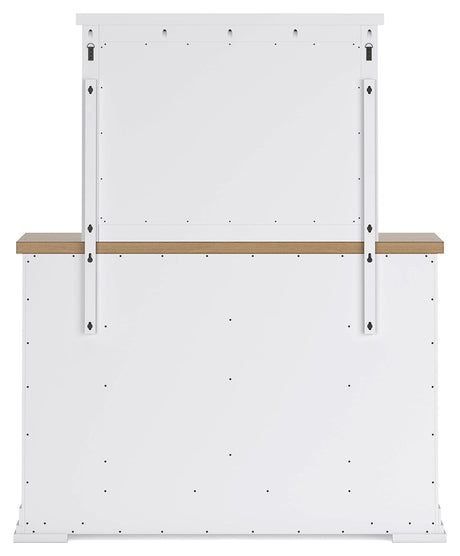 Ashbryn White/Natural King Panel Storage Bedroom Set with Dresser and Mirror - Ornate Home
