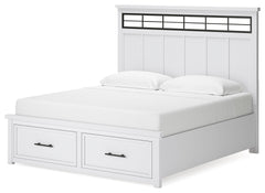 Ashbryn White/Natural King Panel Storage Bedroom Set with Dresser and Mirror - Ornate Home