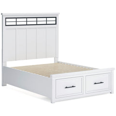 Ashbryn White/Natural Queen Panel Storage Bed - Ornate Home