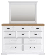 Ashbryn White/Natural Queen Panel Storage Bedroom Set with Dresser, Mirror and 2 Nightstands (Online Special Price) - Ornate Home