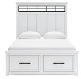 Ashbryn White/Natural Queen Panel Storage Bedroom Set with Dresser, Mirror and 2 Nightstands (Online Special Price) - Ornate Home