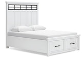 Ashbryn White/Natural Queen Panel Storage Bedroom Set with Dresser, Mirror and 2 Nightstands (Online Special Price) - Ornate Home