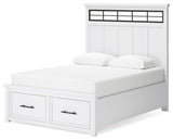 Ashbryn White/Natural Queen Panel Storage Bedroom Set with Dresser, Mirror and 2 Nightstands (Online Special Price) - Ornate Home