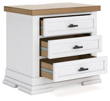 Ashbryn White/Natural Queen Panel Storage Bedroom Set with Dresser, Mirror and 2 Nightstands (Online Special Price) - Ornate Home
