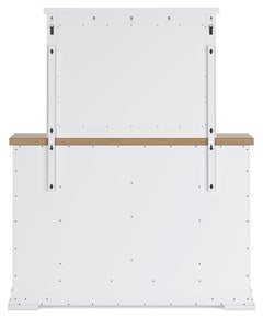Ashbryn White/Natural Queen Panel Storage Bedroom Set with Dresser, Mirror and 2 Nightstands - Ornate Home