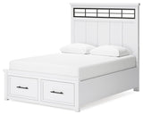 Ashbryn White/Natural Queen Panel Storage Bedroom Set with Dresser, Mirror and 2 Nightstands - Ornate Home