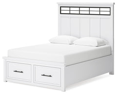 Ashbryn White/Natural Queen Panel Storage Bedroom Set with Dresser, Mirror and 2 Nightstands - Ornate Home