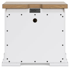 Ashbryn White/Natural Queen Panel Storage Bedroom Set with Dresser, Mirror and 2 Nightstands - Ornate Home