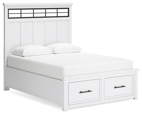 Ashbryn White/Natural Queen Panel Storage Bedroom Set with Dresser and Mirror - Ornate Home