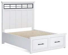 Ashbryn White/Natural Queen Panel Storage Bedroom Set with Dresser and Mirror - Ornate Home