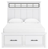 Ashbryn White/Natural Queen Panel Storage Bedroom Set with Dresser and Mirror - Ornate Home