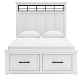 Ashbryn White/Natural Queen Storage Bed, Dresser, Mirror and Nightstand (Online Special Price) - Ornate Home