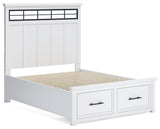Ashbryn White/Natural Queen Storage Bed, Dresser, Mirror and Nightstand (Online Special Price) - Ornate Home