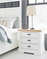 Ashbryn White/Natural Queen Storage Bed, Dresser, Mirror and Nightstand (Online Special Price) - Ornate Home