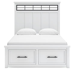 Ashbryn White/Natural Queen Storage Bed, Dresser, Mirror and Nightstand - Ornate Home