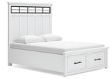 Ashbryn White/Natural Queen Storage Bed, Dresser, Mirror and Nightstand - Ornate Home