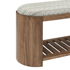 Ashby Natural 45" Geometric Upholstered Bench - Ornate Home