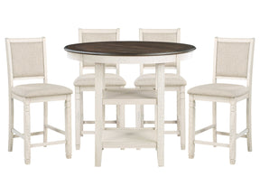 Asher Antique White / Brown 5-piece Dinig Table Set - Ornate Home
