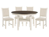 Asher Antique White / Brown 5-piece Dinig Table Set - Ornate Home