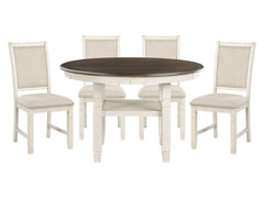 Asher Antique White / Brown 5-piece Dinig Table Set - Ornate Home