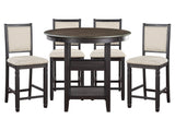 Asher Black / Beige 5-piece Dinig Table Set - Ornate Home