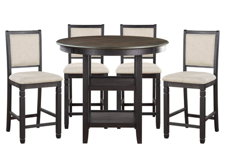 Asher Black / Beige 5-piece Dinig Table Set - Ornate Home