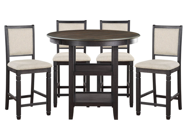 Asher Black / Beige 5-piece Dinig Table Set - Ornate Home