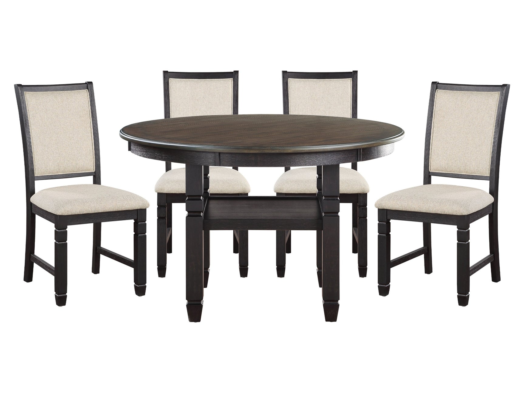 Asher Black / Beige 5-piece Dinig Table Set - Ornate Home