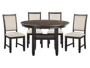 Asher Black / Beige 5-piece Dinig Table Set - Ornate Home