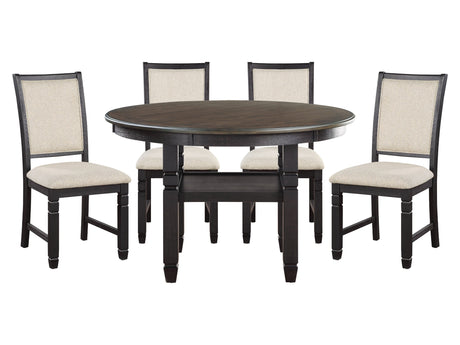 Asher Black / Beige 5-piece Dinig Table Set - Ornate Home