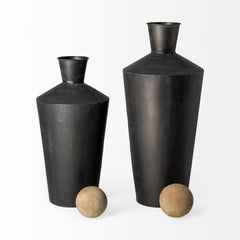 Asher Black Metal Urns (Set of 2) - Ornate Home