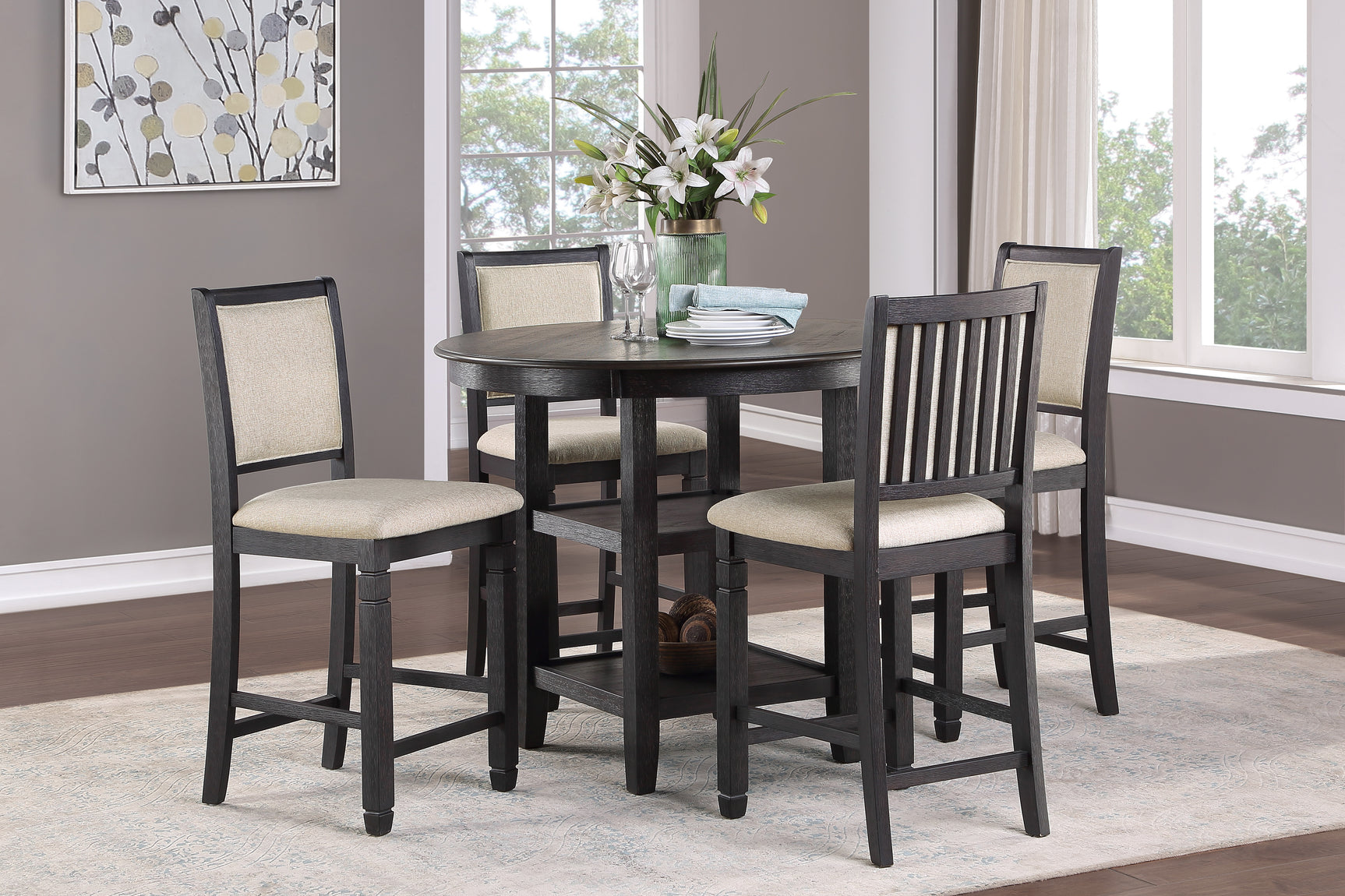 Asher Brown / Black Counter Height Table - Ornate Home