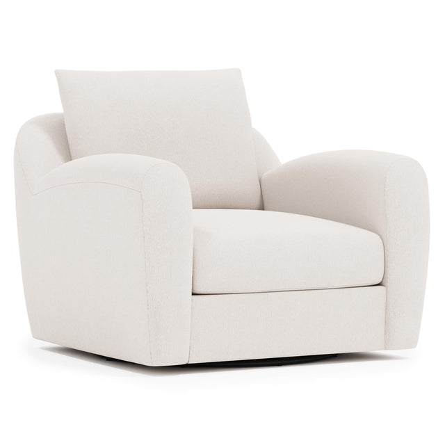 Asher Ivory Swivel Chair Without Pillows - Ornate Home