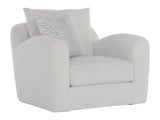 Asher White/Cream Fabric Swivel Chair - Ornate Home