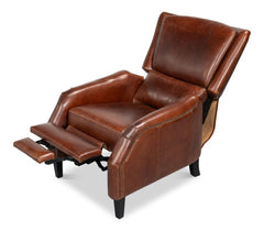 Ashford Brown Leather Recliner - Ornate Home