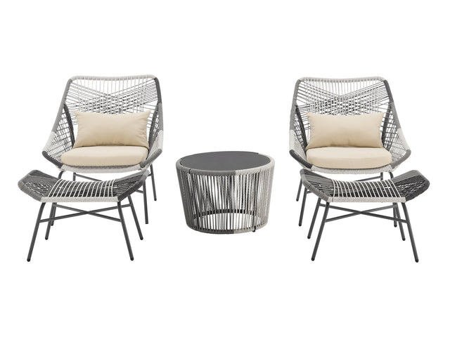 Ashland 3-Piece Patio Conversation Set with Foot Ottomans in Cream - Ornate Home