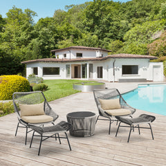 Ashland 3-Piece Patio Conversation Set with Foot Ottomans in Cream - Ornate Home