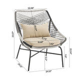 Ashland 3-Piece Patio Conversation Set with Foot Ottomans in Cream - Ornate Home