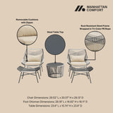 Ashland 3-Piece Patio Conversation Set with Foot Ottomans in Cream - Ornate Home