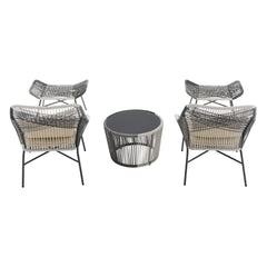 Ashland 3-Piece Patio Conversation Set with Foot Ottomans in Cream - Ornate Home