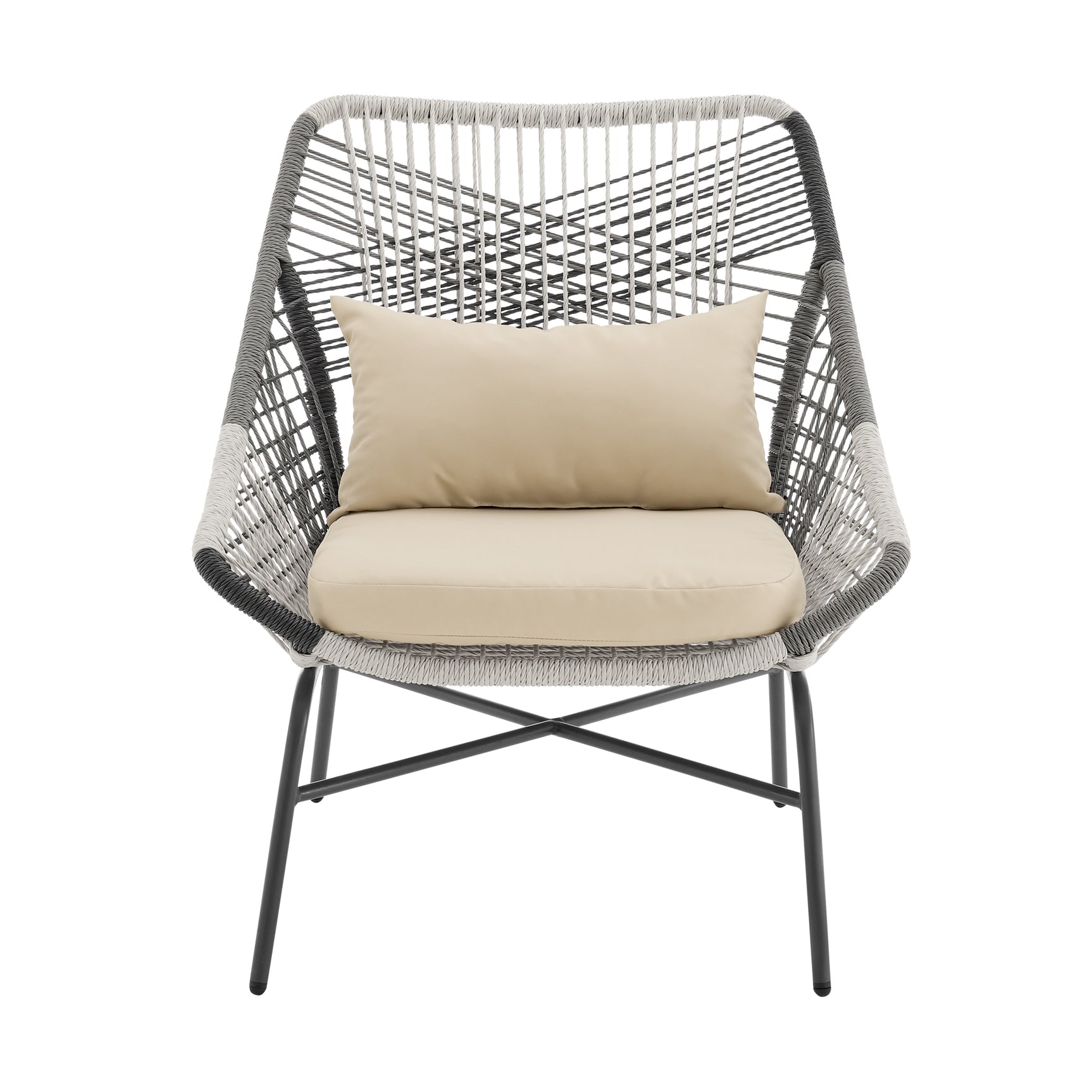 Ashland 3-Piece Patio Conversation Set with Foot Ottomans in Cream - Ornate Home