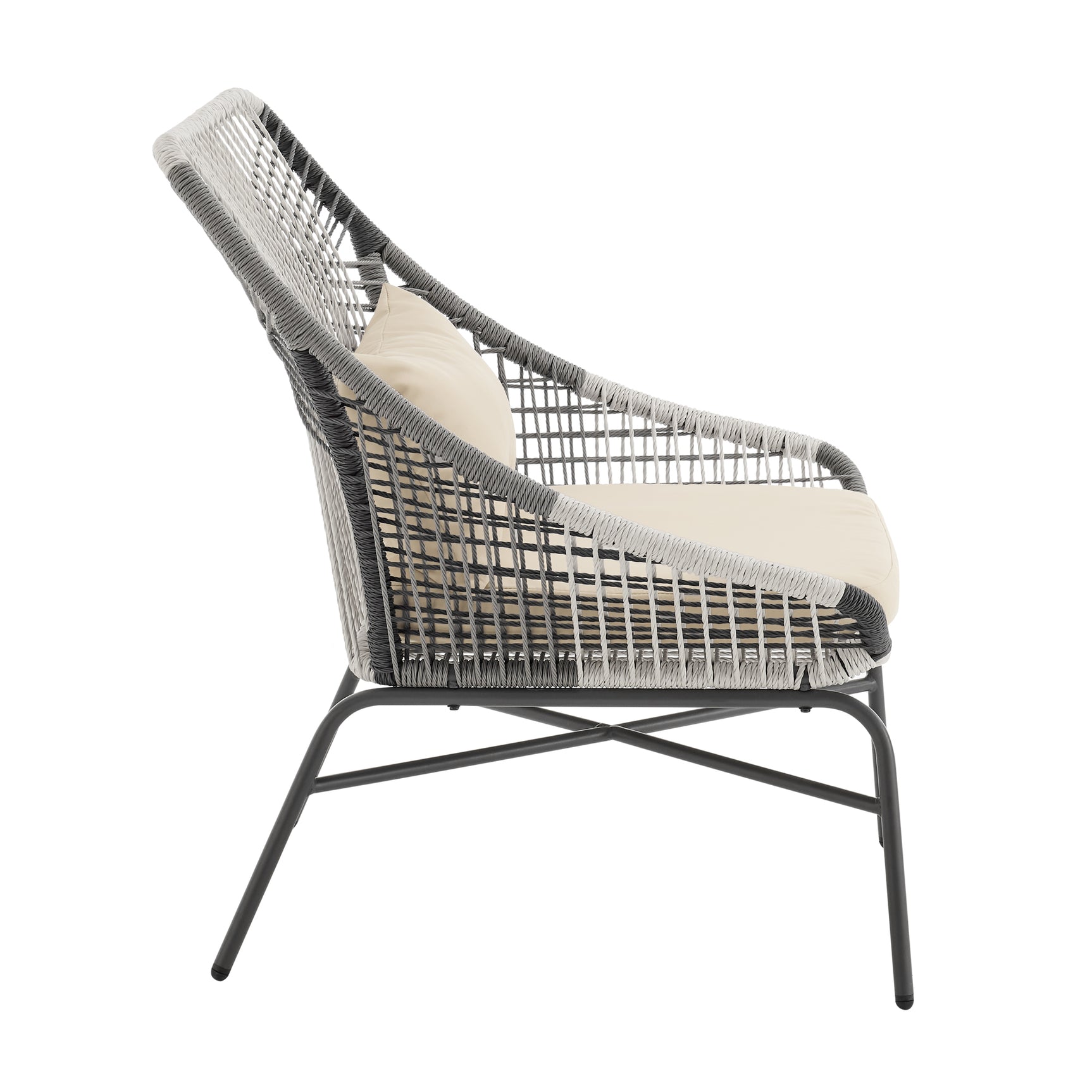 Ashland 3-Piece Patio Conversation Set with Foot Ottomans in Cream - Ornate Home